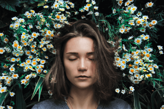 Girl with white flower image